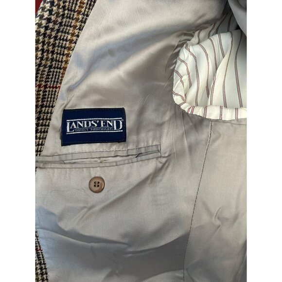 Lands End Houndstooth Plaid Wool Blazer Preppy Vintage Style Academia 41R - Picture 7 of 11